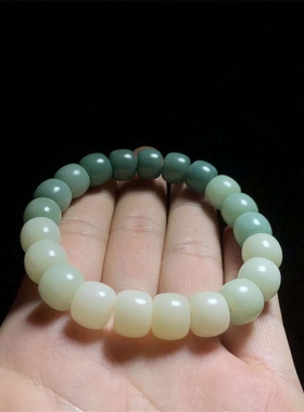 手艺人创作渐变色菩提根手串白玉菩提子单圈桶珠直播带货一件代发