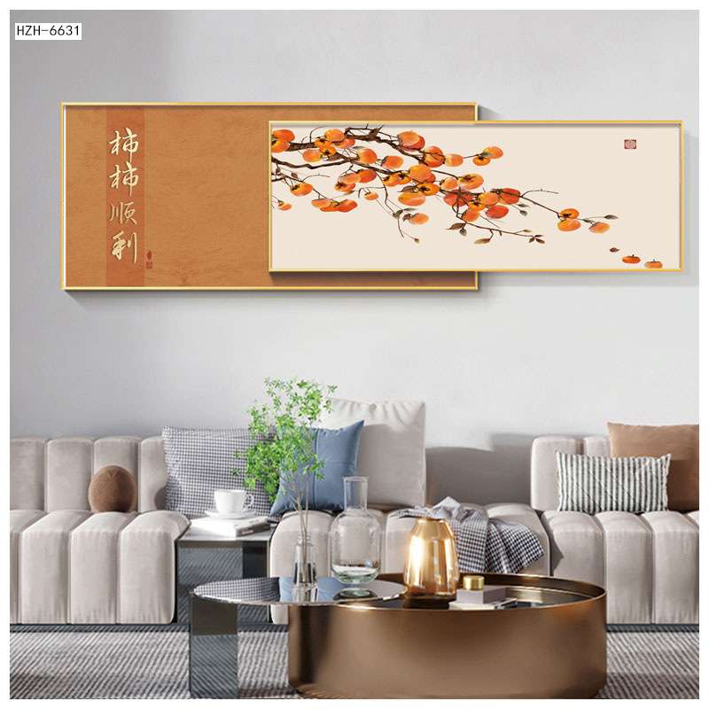 现代轻奢客厅装饰画新中式沙发背景墙画卧室床头壁画叠加晶瓷挂画图片