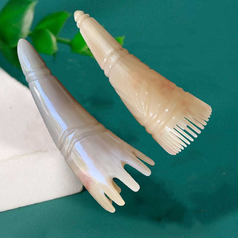 专用刷用全身洗头头护发刮痧器按摩梳子皮天然牛角梳头部经络梳疗
