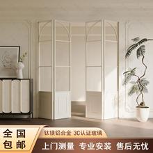 法式复古推拉折叠门隐形门阳台客厅厨房卧室隔断铝合金无地轨移门