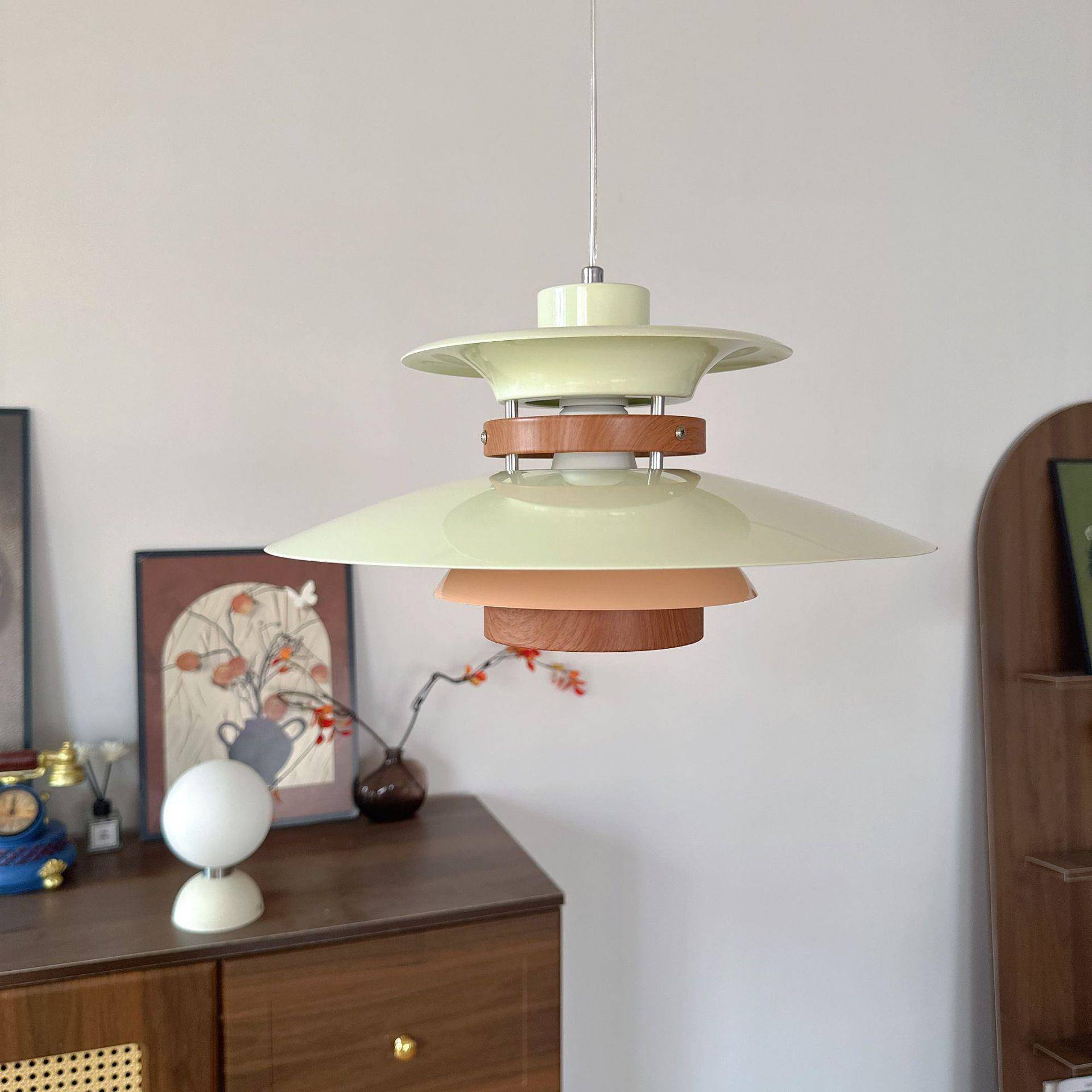 北欧中古风可升降摇臂移位PH5吊灯创意现代法式奶油餐厅飞碟吊灯