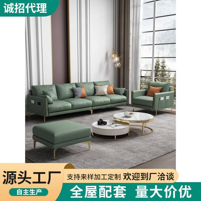 免洗科技布沙发北欧简约现代小户型客厅意式极简三人位布艺轻奢风