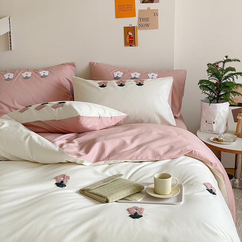 秋冬100s磨毛床上四件套轻奢纯棉高级感床笠被套全棉加厚床单床品