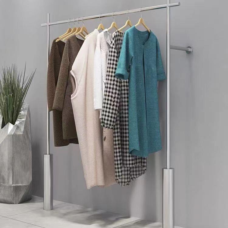 男女服装店展示架服装买手店不锈钢上墙挂衣杆网红陈列架