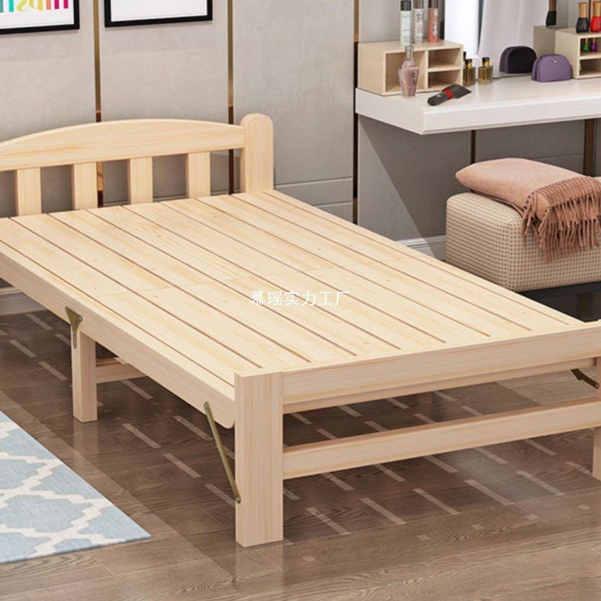 折叠床单人床办公室午睡床出租房实木床硬板床1米小床不占地方床