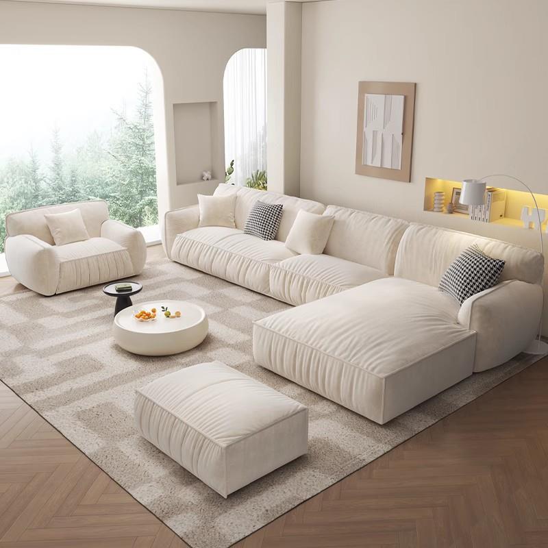 布艺沙发奶油风小户型客厅简约现代乳胶贵妃转角2023新款云朵