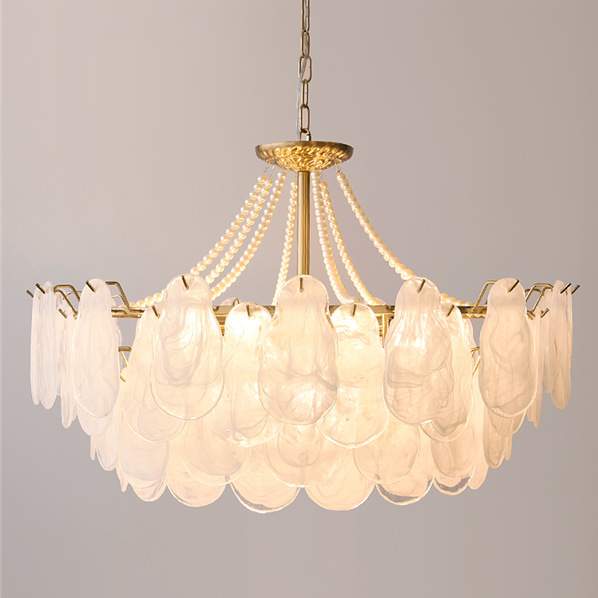 轻奢法式全光谱客厅吊灯复古简约现代水晶珍珠贝壳主卧室餐厅灯具