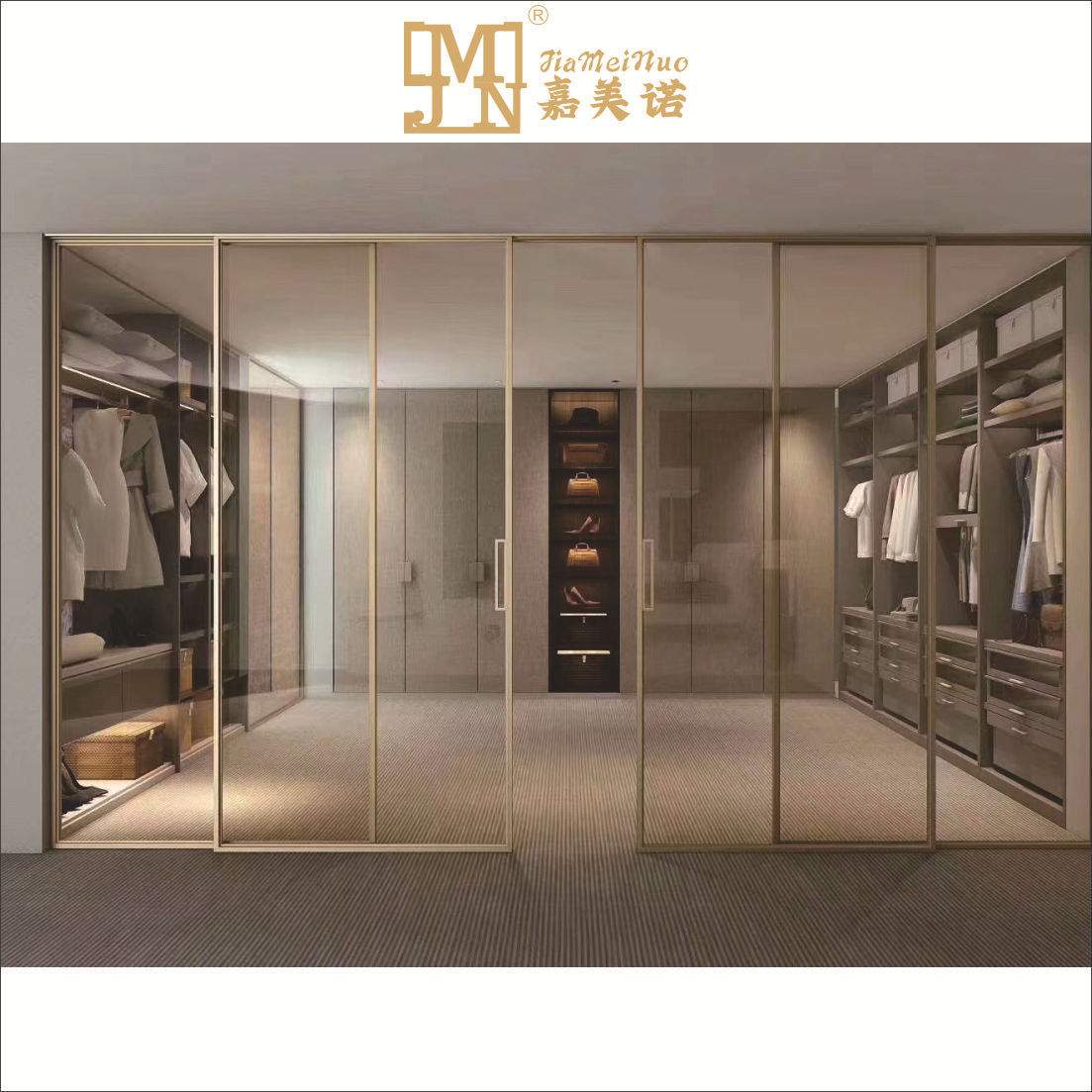 吊轨移门厨房推拉门三联动吊轨阳台卫生间极窄铝合金边框铝移门