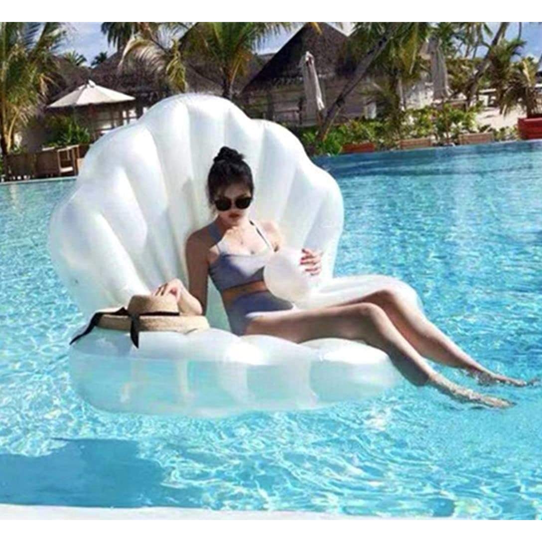 水上充气贝壳浮排PVC珍珠浮排成人户外戏水玩具座椅扇形水上浮床