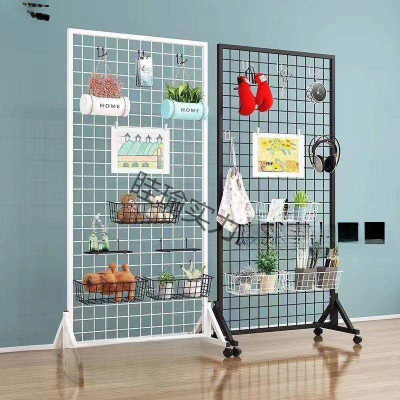 移动式货架铁丝网格架饰品展示架网格置物架落地幼儿园作品置物架