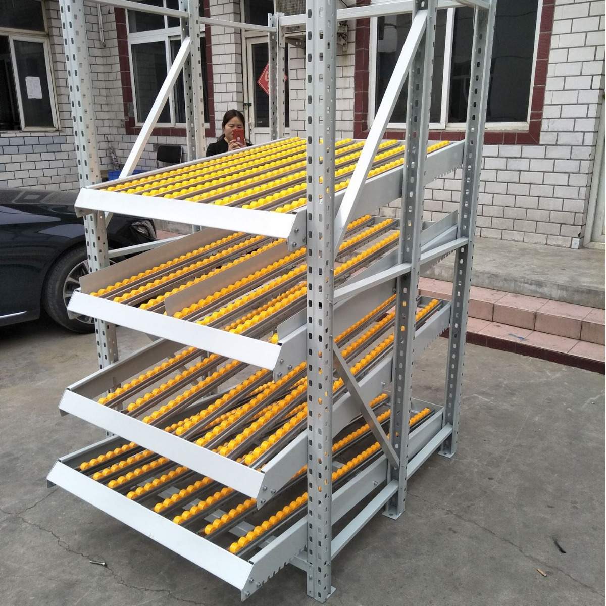 天津流利式货架仓储重型中型钣金流利条塘沽滚轮式线棒架加厚承重