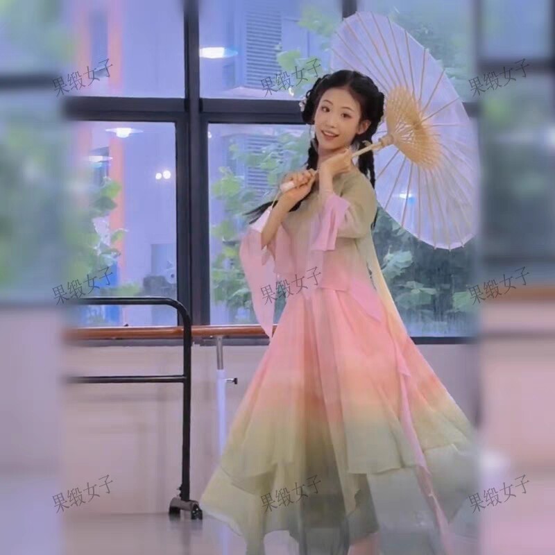 儿童古典舞演出服女童飘逸纱衣