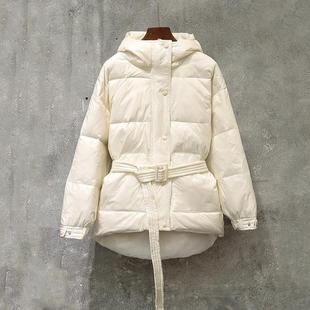 Winter Ultra Light Women Down Jacket White Hooded Parkas