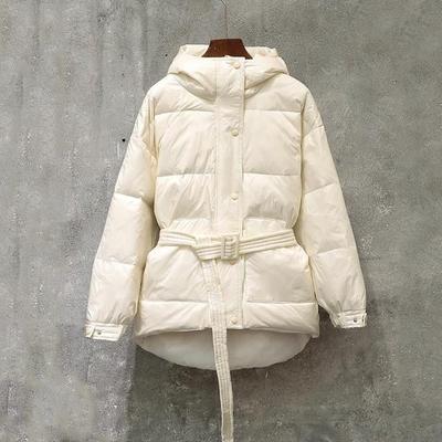 Winter Ultra Light Women Down Jacket White Hooded Parkas