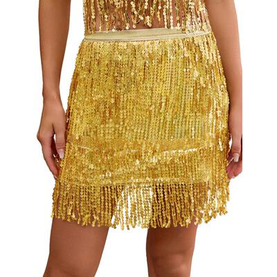 Stage sequin dress fringe skirt 舞台亮片表演服流苏演出半身裙