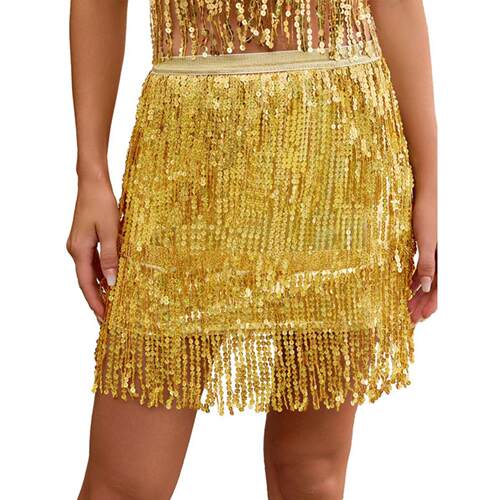 Stage sequin dress fringe skirt 舞台亮片表演服流苏演出半身裙