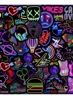 50PCS Cartoon Neon Light Graffiti Stickers Car Guitar Motorc