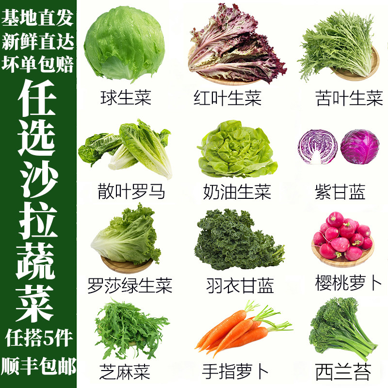 沙拉蔬菜自选组合套餐轻食材新鲜混合生菜可生吃凉拌轻食西餐专用,水产肉类/新鲜蔬果/熟食,叶菜类,淘宝优惠券,粉丝福利购,淘宝优惠卷