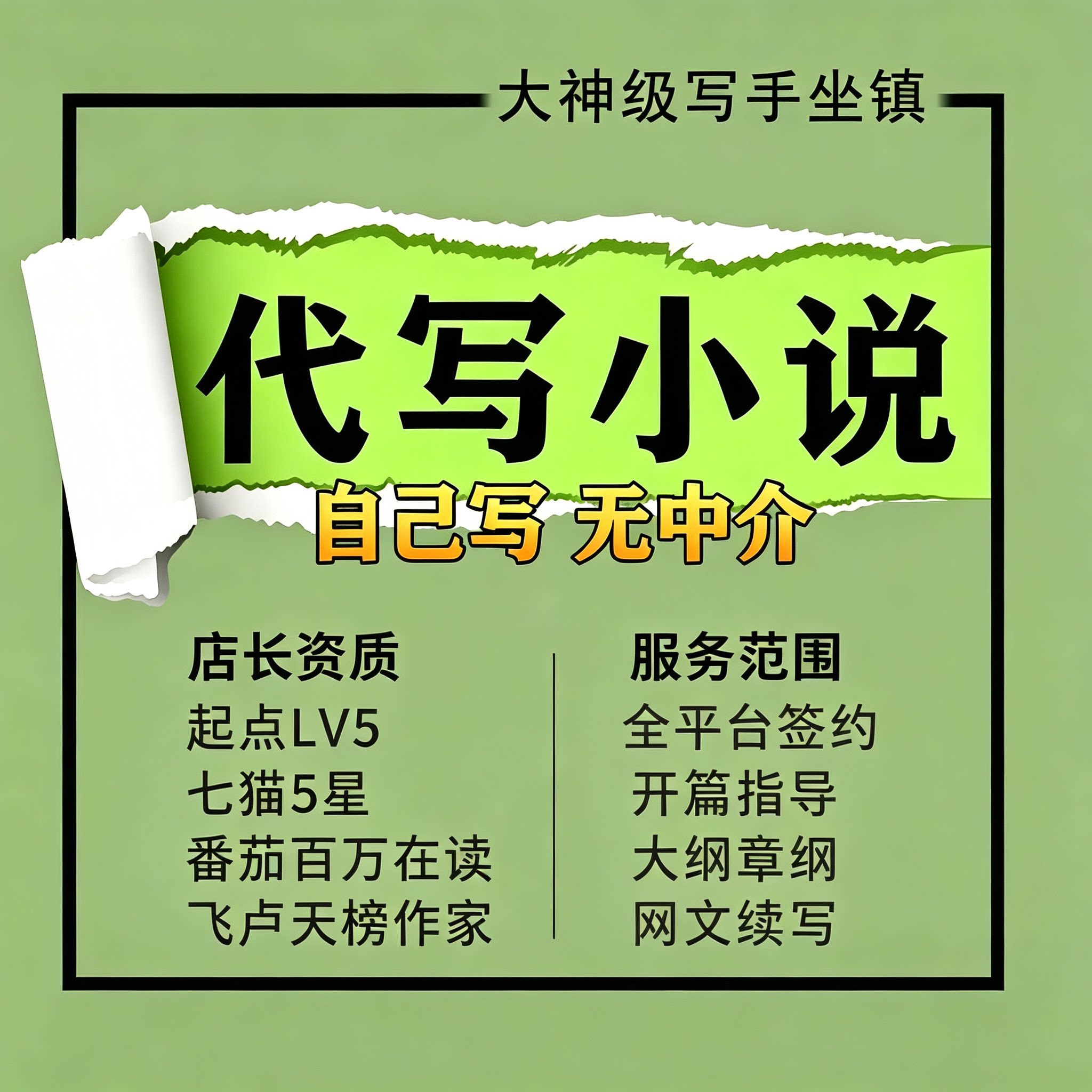 代写小说大纲包签约指导续写起点七猫自传代笔橙光游戏AI漫剧剧本