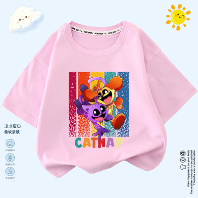 Poppy Playtime波比的游戏时间儿童短袖夏季纯棉T恤男女童半袖潮