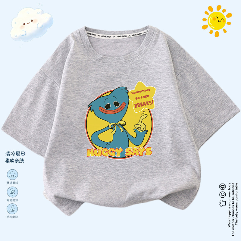PoppyPlaytime波比的游戏时间印花儿童短袖夏季半袖男女童T恤衫潮