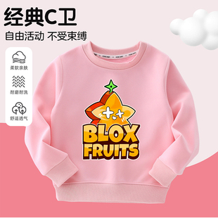 blox T恤 fruits游戏水果衣服豹纹盒子印花上衣男女童卫衣春秋长袖