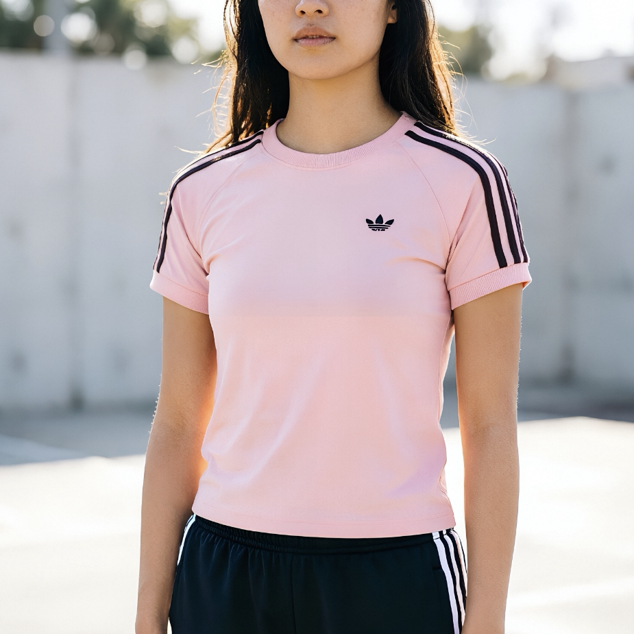 阿迪达斯三叶草女短袖T恤修身图片