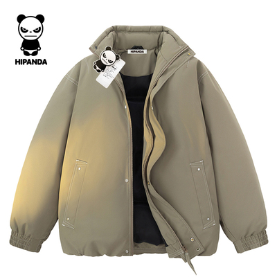 HiPanda你好熊猫秋冬户外加厚冲锋衣棉服男潮牌街头立领棉衣外套