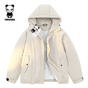 HiPanda你好熊猫秋冬宽松连帽夹克男潮流棉服外套闲工装棉袄保暖