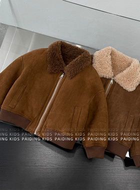 【现货】冬装儿童韩版纯色洋气拉链式休闲加绒加厚翻领外套SJ6552