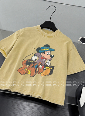 夏装儿童韩版时尚复古卡通米老鼠印花休闲短袖T恤SJ7280-XX1