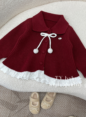 【车厘子甜心】冬装女小童韩公主风新年保暖针织毛衣开衫NNT0144