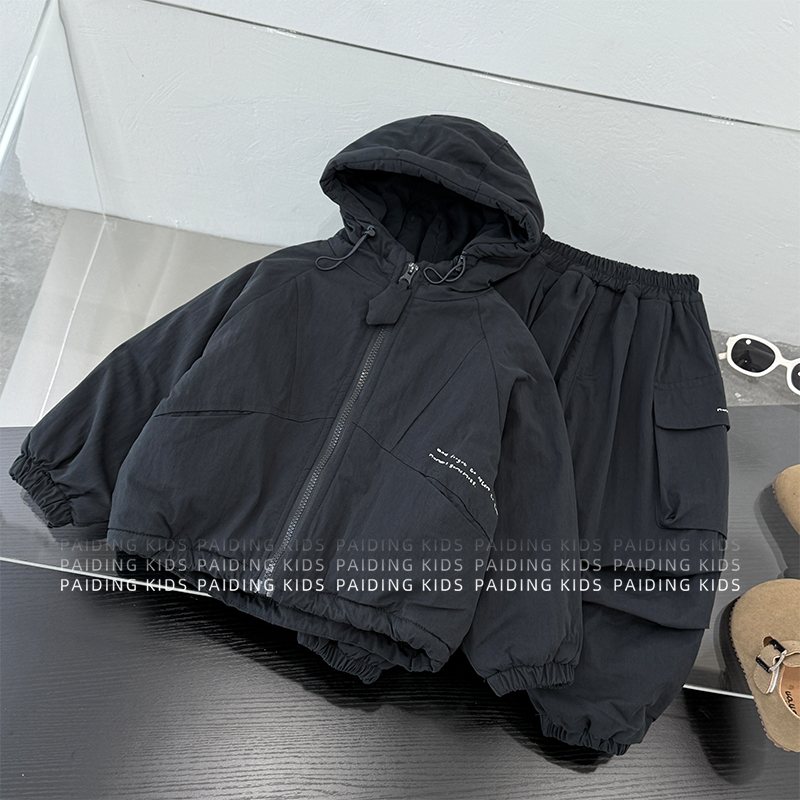 冬装儿童韩版时尚简约字母加绒休闲外套SJ6472-DD1