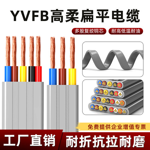 国标纯铜YVFB/YFFB高柔扁平电缆