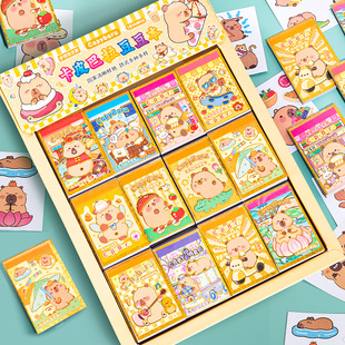 贴纸本可爱卡通口袋贴画可爱ins风diy素材创意 全版 豆豆本迷你新款 卡皮巴拉手账贴纸贴画益智玩具儿童换装