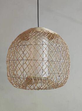 新中式田园风格藤艺编织民宿酒店茶楼书房商店装饰藤艺吊灯
