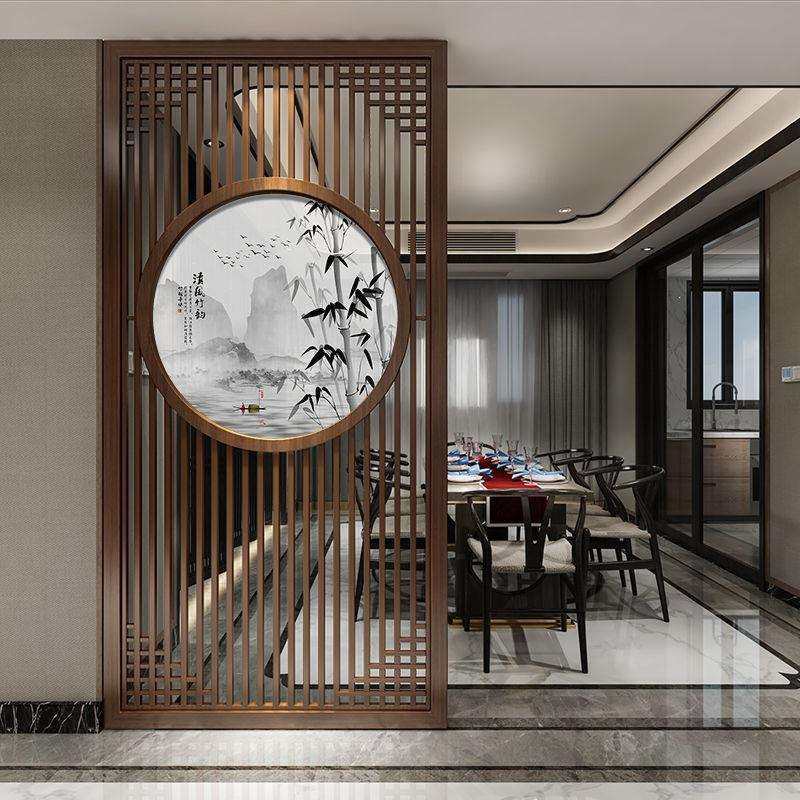 新中式实木屏风隔断客厅现代简约入户玄关柜进门入户家用镂空装饰
