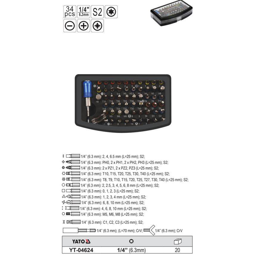 易尔拓59件旋具头组套1/4“系列组套23件冲击旋具头套装YT-04624