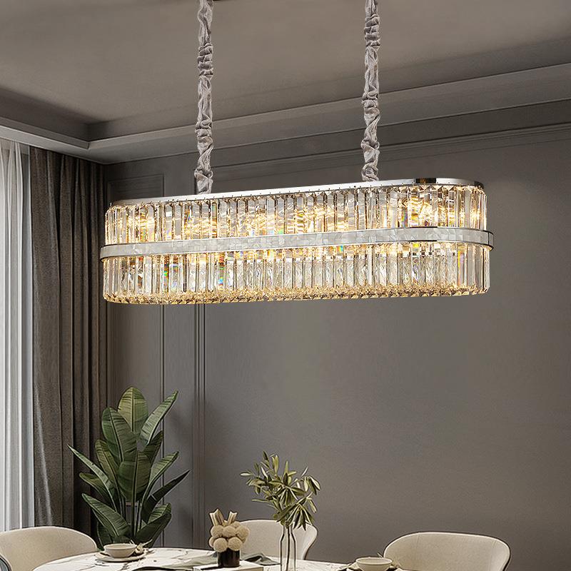 铧锒餐厅吊灯2025新款轻奢高级感长条餐厅吊灯意式奢华水晶吊灯