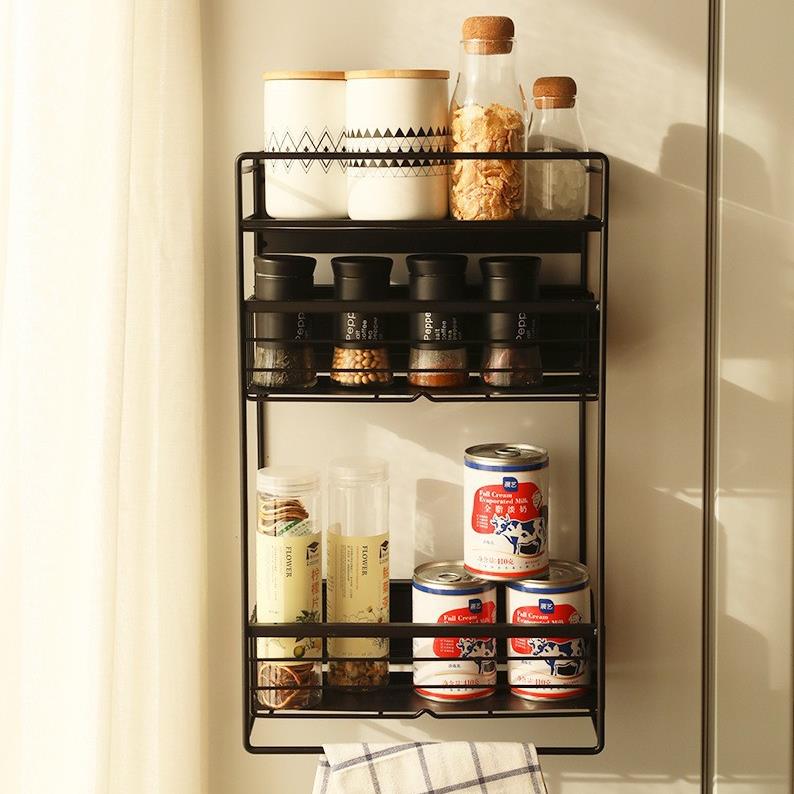 免打孔抽拉冰箱侧面磁吸置物厨房保鲜膜收纳架壁挂式调味料储物架
