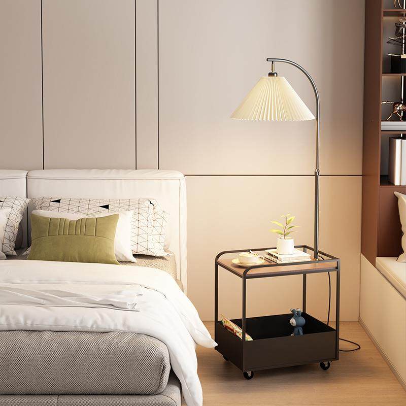 落地灯意式极简卧室客厅沙发茶几氛围感复古置物架床头柜一体台灯