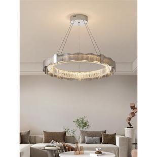 意式极简客厅水晶吊灯2025年新款轻奢大气餐厅主卧室圆环装饰灯具