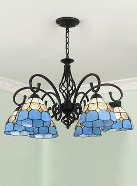 蒂凡尼地中海风格吊灯黑色欧式铁艺客厅灯田园美式乡村卧室餐厅灯