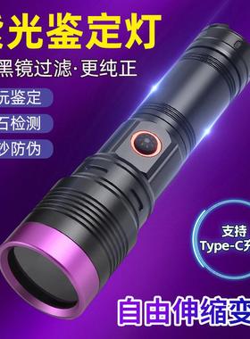 365nm紫光灯鉴定紫外线变焦手电筒紫光防伪验钞荧光检测伍德氏灯