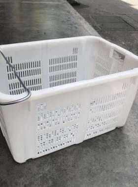 白色加厚瓜果周转框 带铁耳分类框 690*490*370mm