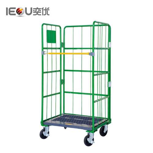 厂家塑料底板物流台车仓库物流用小推车可折叠超市仓储配送车