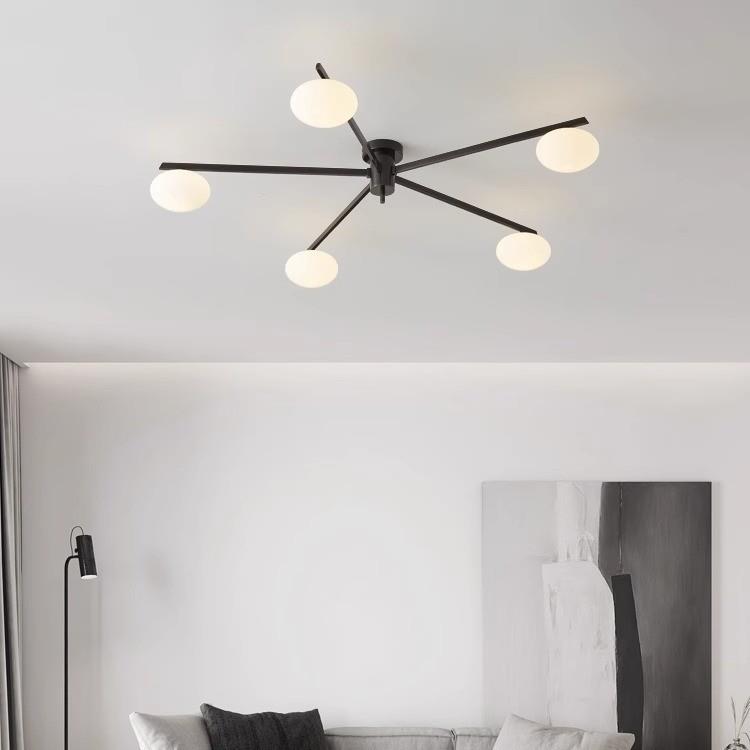 极简客厅吸顶灯全铜简约现代主卧室房间奶油风北欧魔豆玻璃灯