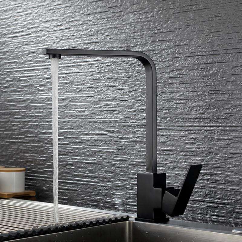 SUS304不锈钢冷热厨房龙头 不锈钢厨房龙头 黑色烤漆石英石水槽