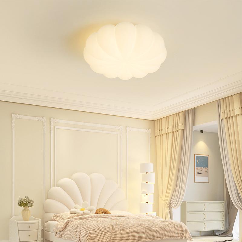 奶油风卧室灯温馨浪漫现代简约灯具南瓜灯极简儿童房间主卧吊灯饰