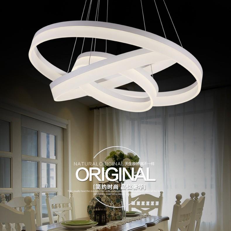 led餐厅吊灯简约跨境货源亚克力发光客厅卧室灯环形圆圈个性吊灯